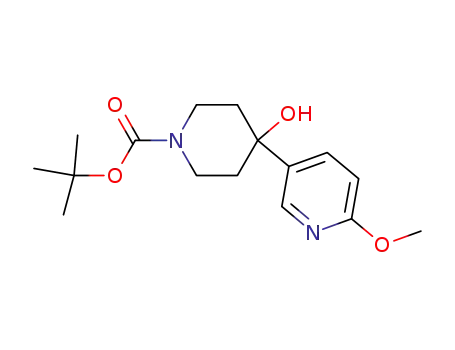 Molecular Structure of 850141-84-3 (1-BOC-4-HYDROXY-4-(6-METHOXY-3-PYRIDINYL)-PIPERIDINE)