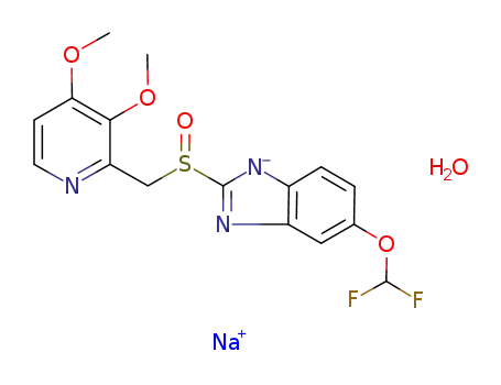 5-(difluoromethoxy)-2-[[(3,4-dimethoxy-2-pyridinyl)methyl]sulfinyl]-1H-benzimidazole sodium salt monohydrate