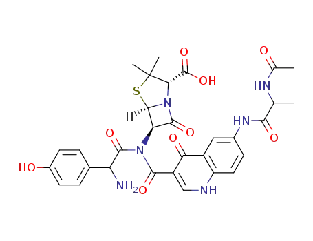 N-[6-[[2-(acetylamino)-1-oxopropyl]amino]-1,4-dihydro-4-oxo-3-quinolinylcarbonyl]amoxicillin