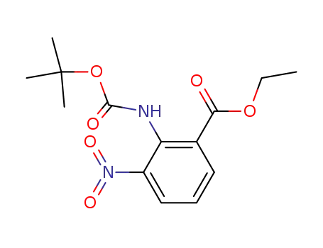 Molecular Structure of 136285-65-9 (2-[1.1-dimethyl ethyl ethoxy carbonyl]amino-3-nitro benzoic acid ethyl ester)