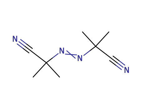 78-67-1,2,2'-Azobis(2-methylpropionitrile),Propanenitrile,2,2'-azobis[2-methyl- (9CI);Propionitrile, 2,2'-azobis[2-methyl- (8CI);2,2'-Azobis(2-cyanopropane);2,2'-Azobis[isobutyronitrile];2,2'-Azodiisobutyronitrile;2,2'-Dimethyl-2,2'-azodipropionitrile;ABN-R;AIBN;AZDH;AZDN;Aceto AZIB;Azobisisobutyronitrile;Azodiisobutyronitrile;ChKhE57;ChKhZ 57;Genitron AZDN;Genitron AZDN-FF;KB-P 13;KE-P 13;ME 800;N,N'-Azobis(isobutyronitrile);N,N'-Bis(2-cyano-2-propyl)diazene;NSC 1496;NSC68042;Perkadox AIBN;Peroxan AZDN;Pianofor An;Porofor ChKhZ 57;Porofor N;V60;V 60 (polymerization catalyst);Vazo 64;a,a'-Azobis(isobutyronitrile);a,a'-Azodiisobutyric acid dinitrile;a,a'-Azodiisobutyronitrile;2,2'-Azobisisobutyronitrile;