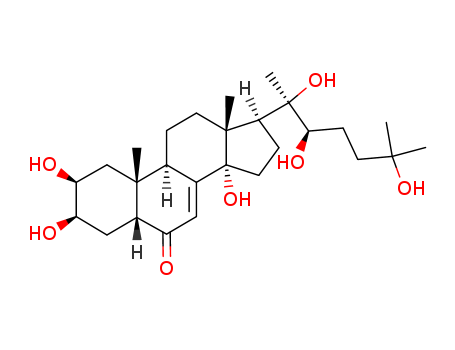 5289-74-7,Hydroxyecdysone,5b-Cholest-7-en-6-one, 2b,3b,14,20,22,25-hexahydroxy-, (22R)- (8CI);5b-Cholest-7-en-6-one, 2b,3b,14,20,22b,25-hexahydroxy- (7CI);(+)-Ecdysterone;20-Hydroxy-a-ecdysone;20R-Hydroxyecdysone;2b,3b,14a,20b,22a,25-Hexahydroxycholest-7-en-6-one;2b,3b,14a,20b,22a,25b-Hexahydroxycholest-7-en-6-one;Commisterone;Ecdysten;Ecdysteron;Ekdisten;Isoinokosterone;Polypodin A;Polypodine C;THE 7;b-Ecdysone;b-Ecdysterone;β-ecdysone;