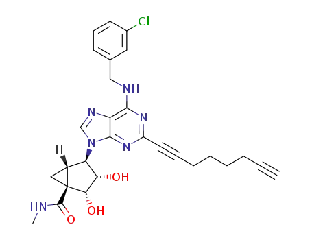 (1'S,2'R,3'S,4'R,5'S)-4'-[6-(3-chlorobenzylamino)-2-(1,7-octadiynyl)-9H-purin-9-yl]-2',3'-dihydroxybicyclo[3.1.0]hexane-1'-carboxylic acid N-methylamide