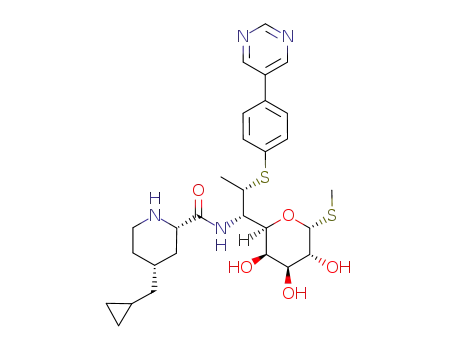 methyl (7S)-6-N-((2′S,4′R)-4′-(cyclopropylmethyl)piperidine-2′-carbonyl)-7-deoxy-7-(4-(pyrimidin-5-yl)phenylthio)-α-thiolincosaminide