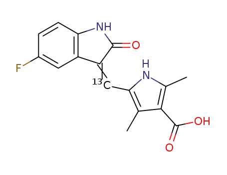 5-((5-fluoro-2-oxo-1,2-dihydro-3H-indol-3-ylidene)-[13C]methyl)-2,4-dimethyl-1H-pyrrole-3-carboxylic acid