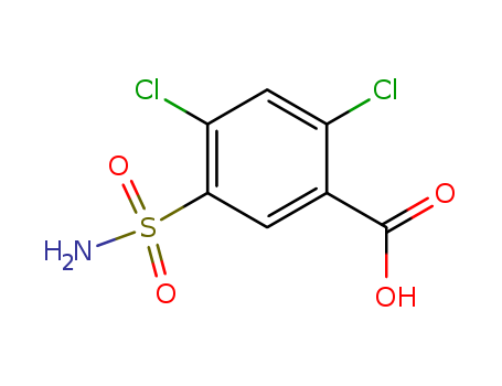 2736-23-4,2,4-Dichloro-5-sulfamoylbenzoic acid,Benzoicacid, 2,4-dichloro-5-sulfamoyl- (7CI,8CI);2,4-Dichloro-5-sulfamoylbenzoicacid;3-Sulfamoyl-4,6-dichlorobenzoic acid;5-Aminosulfonyl-2,4-dichlorobenzoicacid;5-Carboxy-2,4-dichlorobenzenesulfonamide;