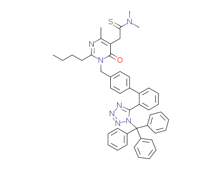 2-n-butyl-5-(N,N-dimethylaminothioformylmethyl)-6-methyl-3-[[2'-(N-triphenylmethyl-5-tetrazolyl)biphenyl]-4-methyl]pyrimidin-4-one