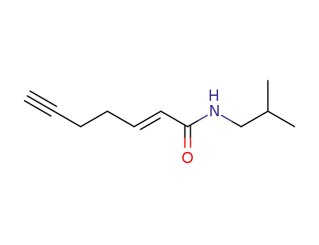 Molecular Structure of 138691-20-0 (2-Hepten-6-ynamide, N-(2-methylpropyl)-, (E)-)