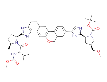 tert-butyl (2S,4S)-2-[5-(2-{(2S,5S)-1-[N-(methoxycarbonyl)-L-valyl]-5-methylpyrrolidin-2-yl}-1,4,5,11-tetrahydroisochromeno[4′,3′:6,7]naphtho[1,2-d]imidazol-9-yl)-1H-imidazol-2-yl]-4-(methoxymethyl)pyrrolidine-1-carboxylate