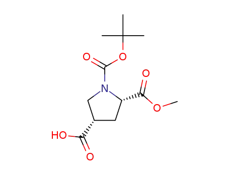 Molecular Structure of 1378388-35-2 ((3S,5S)-1-(tert-butoxy
carbonyl)-5-(methoxy
carbonyl)pyrrolidine-3
-carboxylic acid)