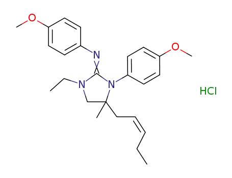 (Z)-1-ethyl-N,3-bis(4-methoxyphenyl)-4-methyl-4-(pent-2-en-1-yl)imidazolidin-2-iminehydrochloride