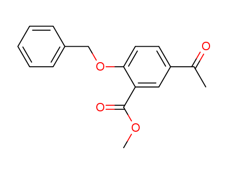27475-09-8,2-BENZYL-5-ACETYL METHYL SALICYLATE,5-acetyl-2-benzyloxybenzoic acid methyl ester;benzyl ether of methyl 5-acetylsalicylate;Methyl 5-Acetyl-2-(Benzyl-Oxy)Benzoate;5-acetyl-2-(phenylmethoxy)benzoic acid,methyl ester;2-Benzyloxy-5-acetylbenzoic Acid Methyl Ester;Y6153;estere metilico dell'acido 5-acetil-2-benzilossibenzoico;