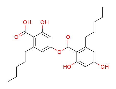 Molecular Structure of 641-68-9 (6-Hydroxy-4-[(2,4-dihydroxy-6-pentylbenzoyl)oxy]-2-pentylbenzoic acid)