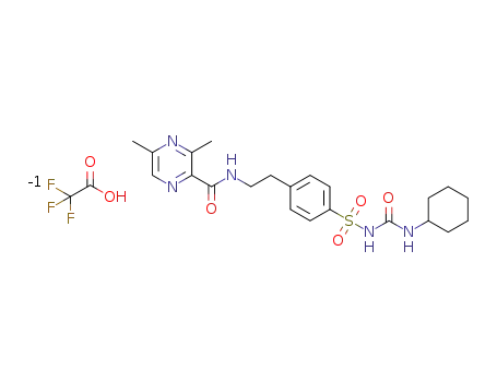 N-(4-(N-(cyclohexylcarbamoyl)sulfamoyl)phenethyl)-3,5-dimethylpyrazine-2-carboxamide trifluoroacetate