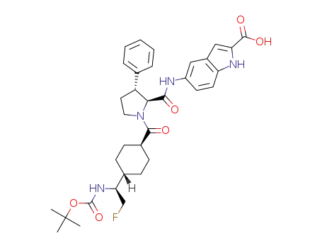 5-({(3R)-1-[(trans-4-{(1S)-1-[(tert-butoxycarbonyl)amino]-2-fluoroethyl}cyclohexyl)carbonyl]-3-phenyl-L-prolyl}amino)-1H-indole-2-carboxylic acid