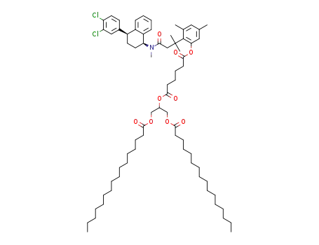 1,3-bis(palmitoyloxy)propan-2-yl (2-(4-(((1S,4S)-4-(3,4-dichlorophenyl)-1,2,3,4-tetrahydronaphthalen-1-yl)(methyl)amino)-2-methyl-4-oxobutan-2-yl)-3,5-dimethylphenyl) adipate