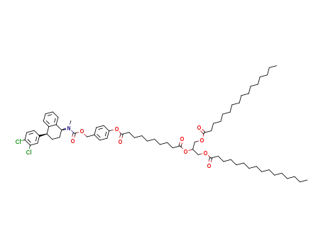 1-(1,3-bis(palmitoyloxy)propan-2-yl) 10-(4-(((((1S,4S)-4-(3,4-dichlorophenyl)-1,2,3,4-tetrahydronaphthalen-1-yl)(methyl)carbamoyl)oxy)methyl)phenyl) decanedioate