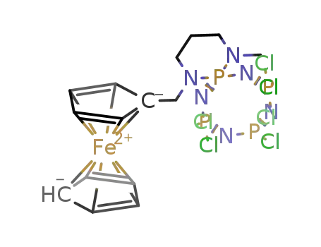 1-ferrocenylmethyl-5-methyl-8,8,10,10,12,12-hexachloro-1,5,7,9,11,13-hexaaza-6λ5,8λ5,10λ5,12λ5-tetraphosphaspiro[5.7]trideca-6,8,10,12-tetraene