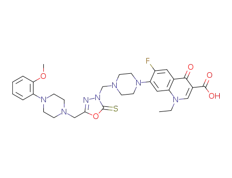1-ethyl-6-fluoro-7-(4-{[5-{[4-(2-methoxyphenyl)piperazin-1-yl]methyl}-2-thioxo-1,3,4-oxadiazole-3(2H)-yl]methyl}piperazin-1-yl)-4-oxo-1,4-dihydroquinoline-3-carboxylic acid