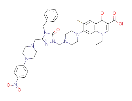1-ethyl-6-fluoro-7-{4-[(3-{[4-(4-nitrophenyl)piperazin-1-yl]methyl}-4-benzyl-5-oxo-4,5-dihydro-1H-1,2,4-triazole-1-yl)methyl]piperazin-1-yl}-4-oxo-1,4-dihydroquinoline-3-carboxylic acid