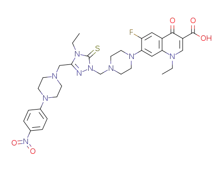 1-ethyl-6-fluoro-7-{4-[(3-{[4-(4-nitrophenyl)piperazin-1-yl]methyl}-4-ethyl-5-thioxo-4,5-dihydro-1H-1,2,4-triazole-1-yl)methyl]piperazin-1-yl}-4-oxo-1,4-dihydroquinoline-3-carboxylic acid