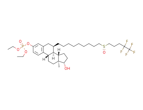 diethyl ((7R,8R,9S,13S,14S,17S)-17-hydroxy-13-methyl-7-(9-((4,4,5,5,5-pentafluoropentyl)sulfinyl)nonyl)-7,8,9,11,12,13,14,15,16,17-decahydro-6H-cyclopenta[a]phenanthren-3-yl) phosphate