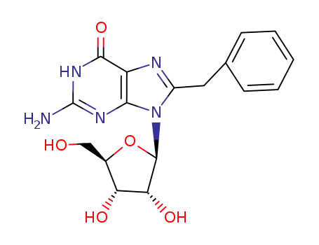 Molecular Structure of 88158-12-7 (Guanosine, 8-(phenylmethyl)-)