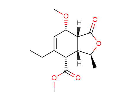 methyl (1R*,2S*,5S*,6R*,9S*)-3-ethyl-5-methoxy-9-methyl-7-oxo-8-oxabicyclo<4.3.0>non-3-ene-2-carboxylate