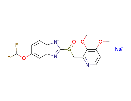Molecular Structure of 138786-67-1 (5-(Difluoromethoxy)-2-(((3,4-dimethoxy-2-pyridinyl)methyl) sulfinyl)-1H-benzimidazole sodium)