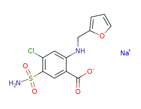 Molecular Structure of 41733-55-5 (sodium 5-(aminosulphonyl)-4-chloro-2-(furan-2-ylmethyl)anthranilate)