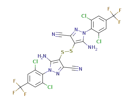 Molecular Structure of 130755-46-3 (4,4'-dithiobis(5-amino-1-(2,6-dichloro-4-(trifluoromethyl)phenyl)-1H-pyrazole-3-carbonitrile))