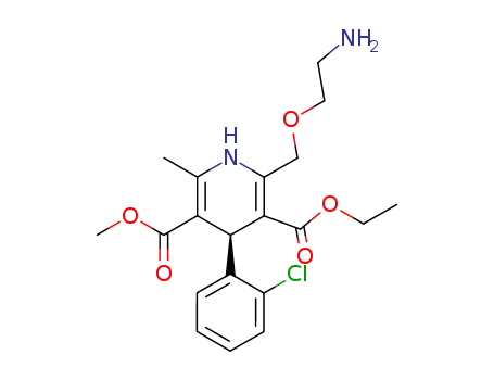 103129-82-4,(S)-Amlodipine,3,5-Pyridinedicarboxylicacid, 2-[(2-aminoethoxy)methyl]-4-(2-chlorophenyl)-1,4-dihydro-6-methyl-,3-ethyl 5-methyl ester, (S)-;(-)-Amlodipine;(S)-(-)-Amlodipine;Levamlodipine;Levoamlodipine;Lodien;l-Amlodipine;