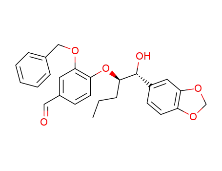(+/-)-(2R*)-3-Benzyloxy-4-<(1R*)-1-hydroxy-1-(3,4-methylenedioxyphenyl)-2-pentyloxy>benzaldehyde