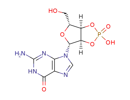 Molecular Structure of 634-02-6 (Guanosine, cyclic 2,3-(hydrogen phosphate), monosodium salt)
