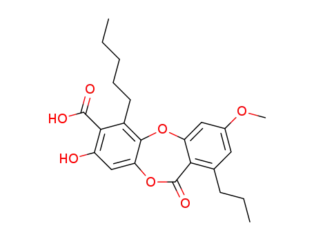 8-hydroxy-3-methoxy-6-pentyl-1propyl-11-oxo-11H-dibenzo<1,4>dioxepin-7-carboxylic acid (stenosporonic acid)