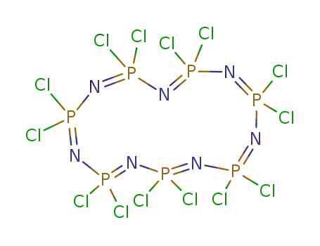 Molecular Structure of 13827-30-0 (2,2,4,4,6,6,8,8,10,10,12,12,14,14-tetradecachloro-2lambda~5~,4lambda~5~,6lambda~5~,8lambda~5~,10lambda~5~,12lambda~5~,14lambda~5~-cycloheptaphosphaza-1,3,5,7,9,11,13-heptaene)