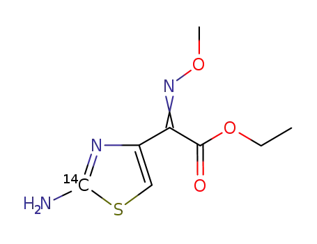 ethyl 2-(<2-(14)C>-2-aminothiazol-4-yl)-2-syn-methoximinoacetate