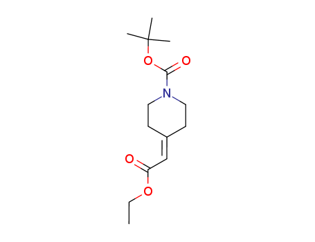 135716-08-4,tert-butyl 4-(2-ethoxy-2-oxoethylidene)piperidine-1-carboxylate,tert-butyl 4-(2-ethoxy-2-oxoethylidene)piperidine-1-carboxylate;1-piperidinecarboxylic acid, 4-(2-ethoxy-2-oxoethylidene)-;tert-Butyl 4-(2-ethoxy-2-oxoethylidene)tetrahydro-1(2H)-pyridinecarboxylate;[1-(tert-Butoxycarbonyl)piperidin-4-ylidene]acetic acid ethyl ester;4-(2-Ethoxy-2-oxoethylidene)-1-piperidinecarboxylic acid tert-butyl ester;4-(Ethoxycarbonylmethylene)-1-(tert-butoxycarbonyl)piperidine;4-[(Ethoxycarbonyl)methylene]piperidine-1-carboxylic acid tert-butyl ester;tert-Butyl 4-(2-ethoxy-2-oxoethylidene)-1-piperidinecarboxylate