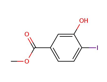 Molecular Structure of 157942-12-6 (METHYL-4-IODO-3-HYDROXY BENZOATE)