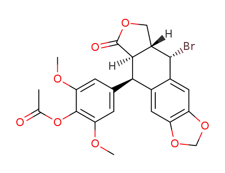 Acetic acid 4-((5R,5aR,8aR,9S)-9-bromo-6-oxo-5,5a,6,8,8a,9-hexahydro-furo[3',4':6,7]naphtho[2,3-d][1,3]dioxol-5-yl)-2,6-dimethoxy-phenyl ester