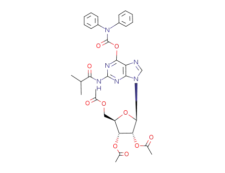 Acetic acid (2R,3R,4R,5R)-4-acetoxy-5-acetoxymethyl-2-(6-diphenylcarbamoyloxy-2-isobutyrylamino-purin-9-yl)-tetrahydro-furan-3-yl ester