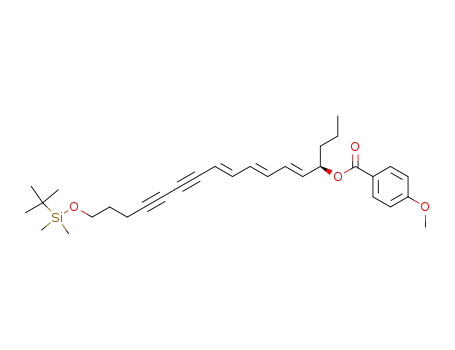 4-Methoxy-benzoic acid (2E,4E,6E)-(R)-14-(tert-butyl-dimethyl-silanyloxy)-1-propyl-tetradeca-2,4,6-triene-8,10-diynyl ester