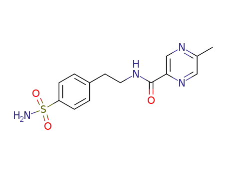 Molecular Structure of 33288-71-0 (2-[4-Aminosulfonyl-phenyl]-ethyl-5-methylpyrazinecarboxamide)
