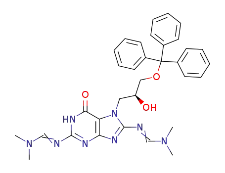 N'-[8-(dimethylamino-methyleneamino)-7-(2-hydroxy-3-trityloxy-propyl)-6-oxo-6,7-dihydro-1H-purin-2-yl]-N,N-dimethyl-formamidine