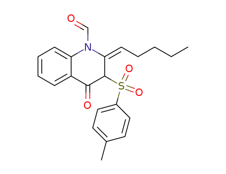 4-oxo-2-pentylidene-3-(toluene-4-sulfonyl)-3,4-dihydro-2H-quinoline-1-carbaldehyde