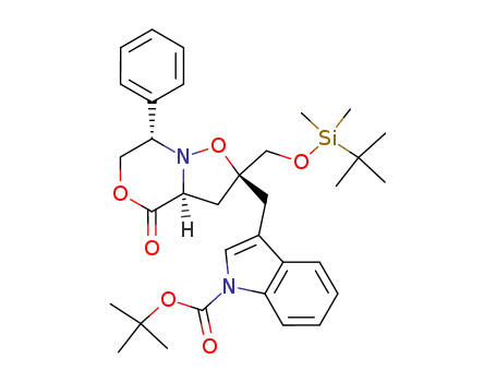 (2S,5S,8aS)-2-[(tert-butyl(dimethyl)silyloxy)methyl]-2-[(1-(tert-butoxycarbonyl)indol-3-yl)methyl]-2-(hydroxymethyl)-5-phenyl-1,5,6,8a-tetrahydro-3,7-dioxaindolizin-8(2H)-one