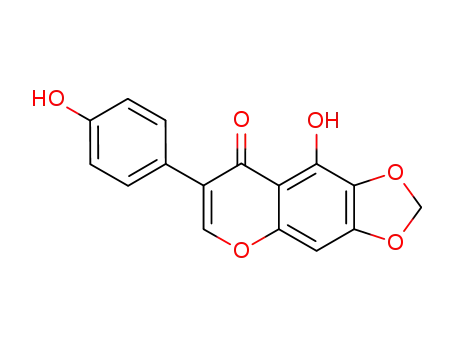 Molecular Structure of 41653-81-0 (3-(4-Hydroxyphenyl)-5-hydroxy-6,7-(methylenebisoxy)-4H-1-benzopyran-4-one)