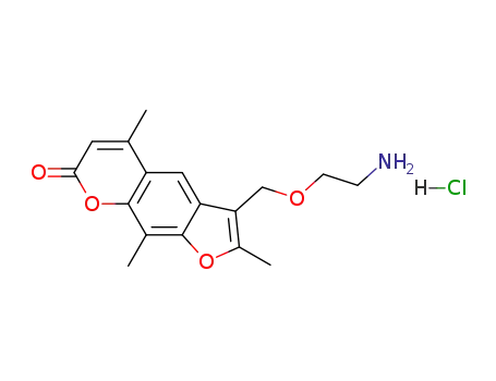 Molecular Structure of 161262-45-9 (3-[(2-aminoethoxy)methyl]-2,5,9-trimethyl-7H-furo[3,2-g]chromen-7-one hydrochloride (1:1))