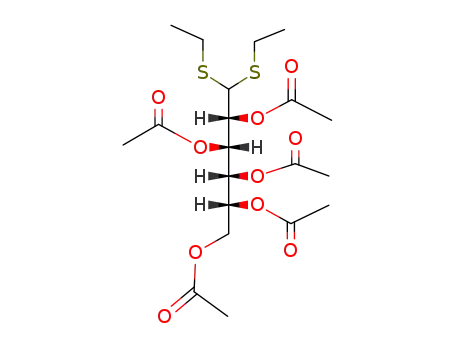 Molecular Structure of 4984-72-9 (6,6-bis(ethylsulfanyl)hexane-1,2,3,4,5-pentayl pentaacetate (non-preferred name))
