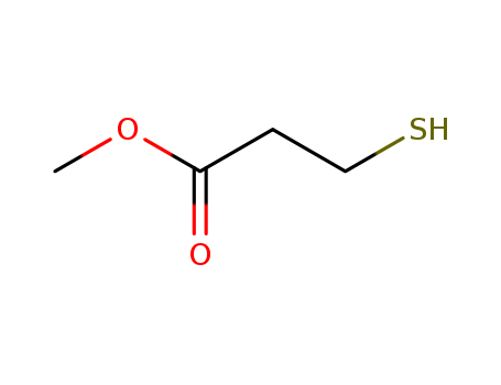 2935-90-2,Methyl 3-mercaptopropionate,Propionic acid,3-mercapto-, methyl ester (7CI,8CI);3-Mercaptopropanoic acid methyl ester;3-Mercaptopropionic acid methyl ester;3-Thiopropanoic acid methyl ester;MPM;MPM (thiol);Methyl b-mercaptopropionate;NSC 137814;b-Mercaptopropionic acid methylester;